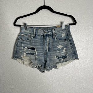 American Eagle Distressed Light Wash High Waisted Shorts Size 0